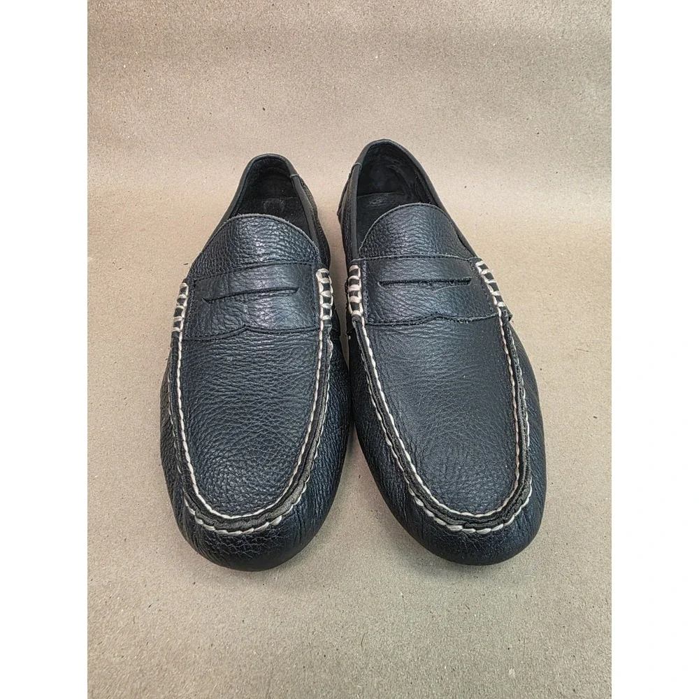 Polo Ralph Lauren (Sz 9 D) Telly Driving Shoes Loafers Black Pebbled Leather